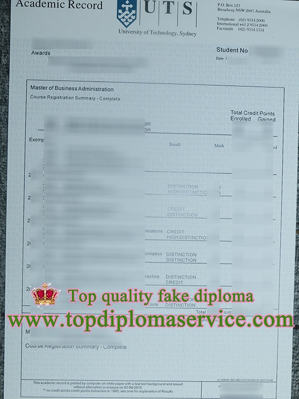 UTS transcript UTS transcript