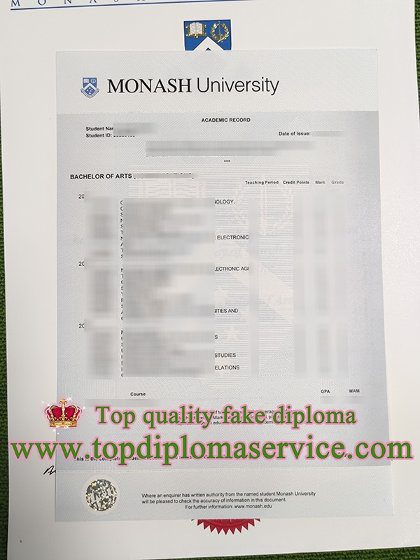 Monash University fake transcript