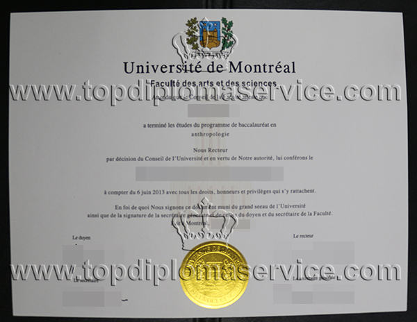 Université de Montréal degree certificate, buy fake diploma