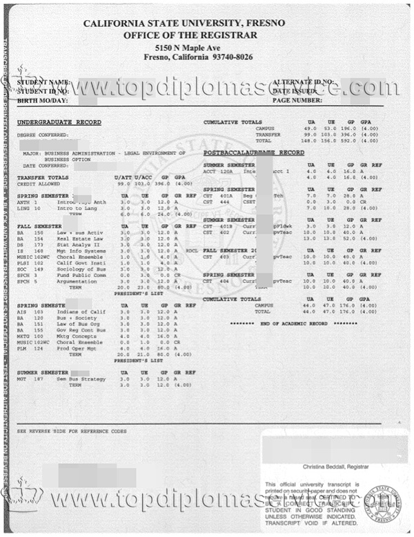 Where to buy California State University(CSU)fake transcript?