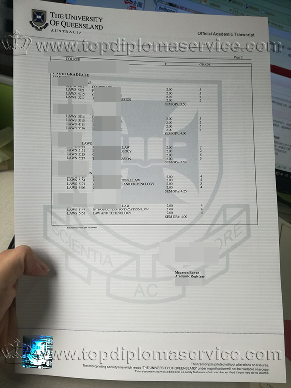 Queensland University transcript, buy a fake UQ certificate