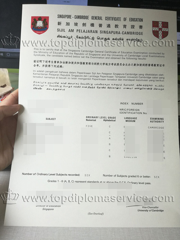 Buy Singapore Cambridge GCE O-level certificate, buy certs 