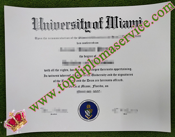 University of Miami diploma, University of Miami degree, University of Miami transcript, 迈阿密大学文凭,