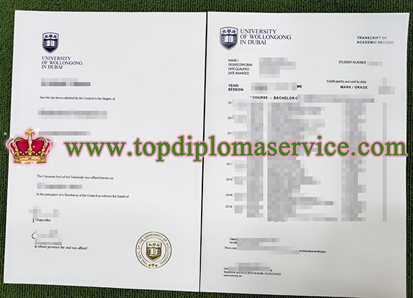 University of Wollongong diploma, University of Wollongong in Dubai degree, 迪拜卧龙岗大学毕业证,