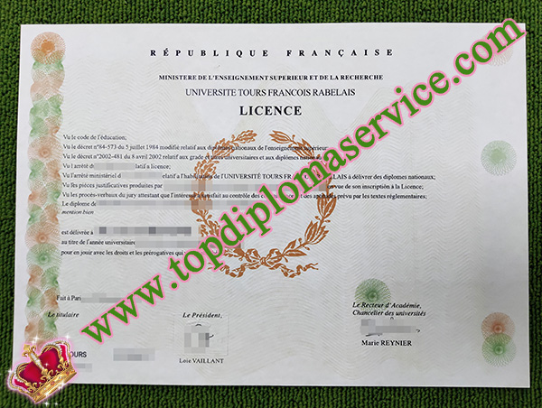 Université François-Rabelais diploma, Université François-Rabelais licence, Université François-Rabelais diploma, Université François-Rabelais licence,