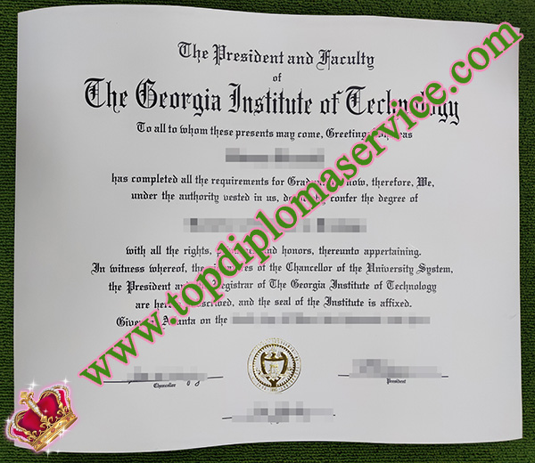 Georgia Institute of Technology diploma, Georgia Tech diploma, 佐治亚理工学院文凭,