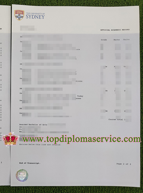 University of Sydney transcript, University of Sydney degree, 制作悉尼大学成绩单,