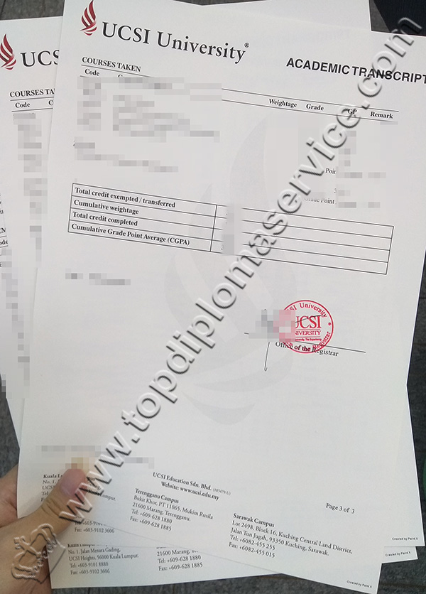 Fake UCSI University Malaysia transcript, make fake diplomas