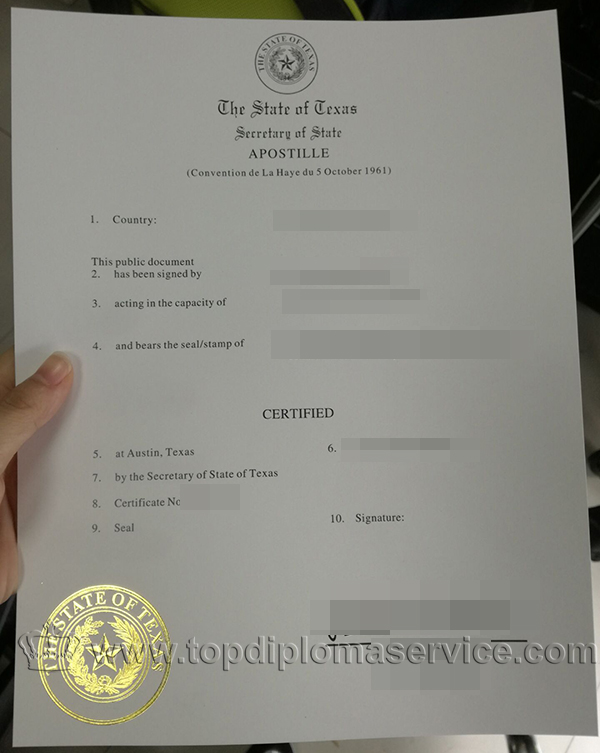The State of Texas Apostille certificate, buy USA Apostille The State of Texas Apostille certificate, buy USA Apostille