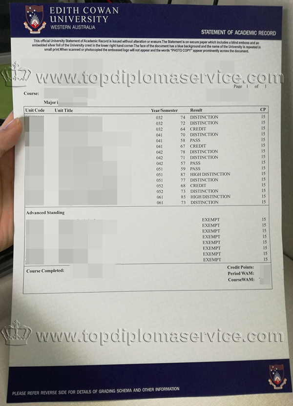 Buy fake AUS Edith Cowan University(ECU) academic transcript Buy fake AUS Edith Cowan University(ECU) academic transcript