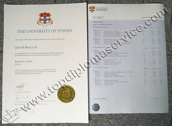 University of Sydney diploma, University of Sydney transcript