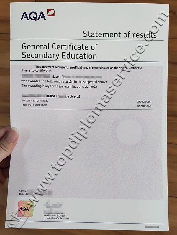 AQA certificate, AQA GCSE Statement
