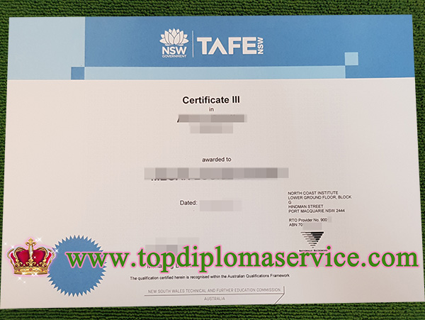 TAFE NSW certificate, fake TAFE certificate, Australian TAFE certificate,