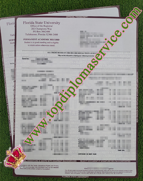 Florida State University transcript, fake FSU transcript, Florida State University degree,