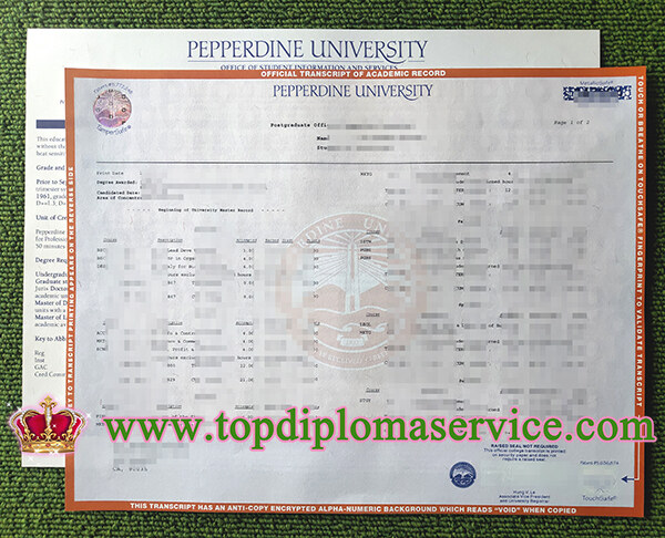 fake Pepperdine University transcript, Pepperdine University diploma,