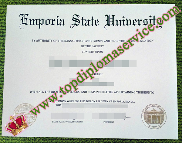 Emporia State University diploma, Emporia State University degree, fake ESU diploma,