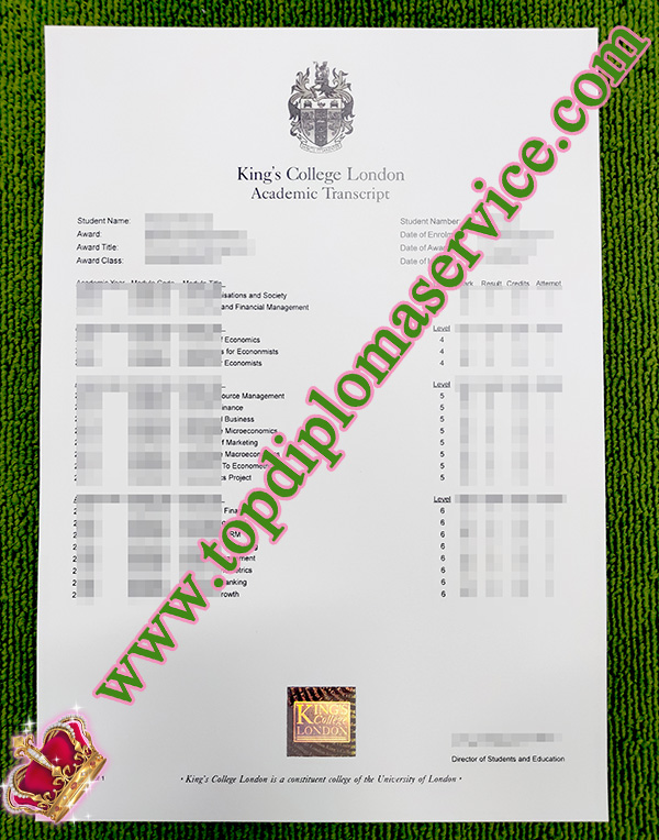 fake King’s College London transcript, fake KCL transcript, fake King’s College London certificate,