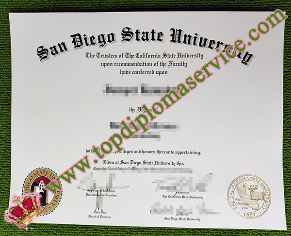 San Diego State University diploma, fake SDSU diploma, San Diego State University degree certificate,