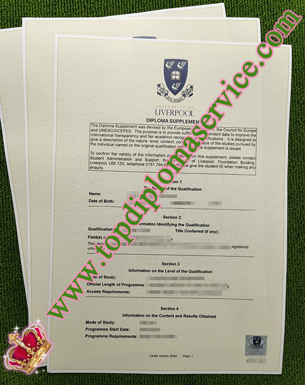 University of Liverpool transcript, fake University of Liverpool certificate, University of Liverpool diploma supplement,