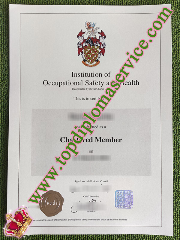IOSH chartered member certificate, fake IOSH certificate, Institution of Occupational Safety and Health certificate,