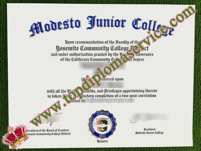 Modesto Junior College diploma, MJC diploma, Modesto Junior College certificate,