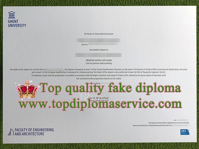 Ghent University diploma, Universiteit Gent diploma,