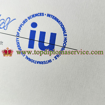 IU International Hochschule ink stamp, IU International Hochschule woven lines paper,