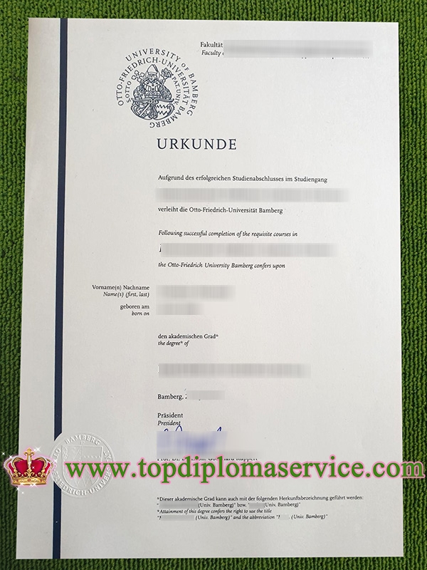 Otto-Friedrich-Universität Bamberg urkunde, Universität Bamberg diploma,