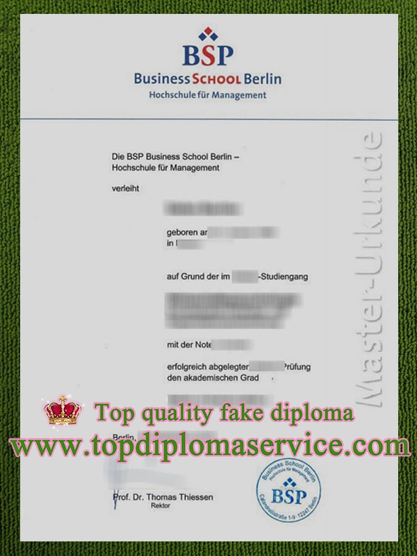 BSP Business School Berlin urkunde, BSP Business School Berlin diploma,