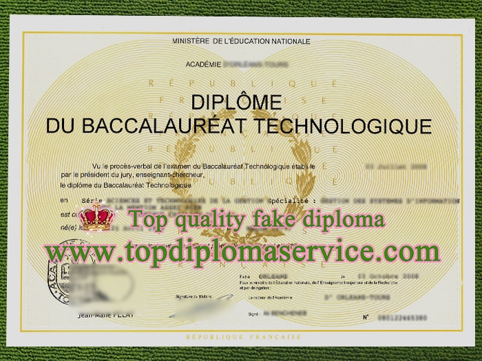 fake Diplome Du baccalauréat technologique