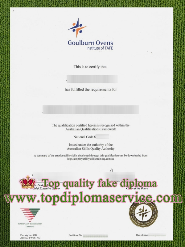 Goulburn Ovens Institute certificate, fake GOTAFE certificate,