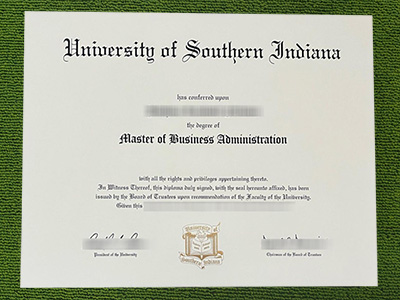 University of Southern Indiana diploma, University of Southern Indiana MBA certificate,