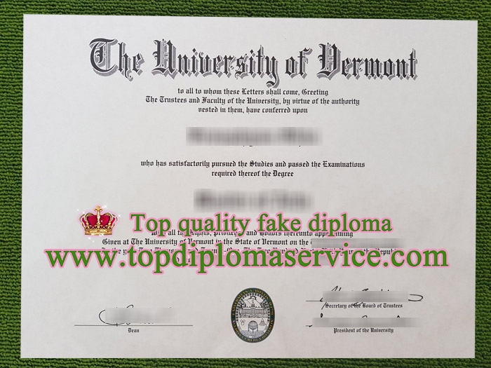 University of Vermont diploma, fake University of Vermont certificate,