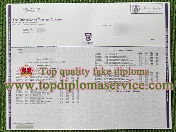 Western University transcript, fake UWO transcript,