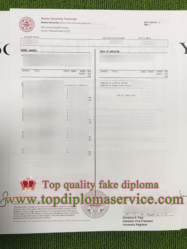 Boston University fake transcript,