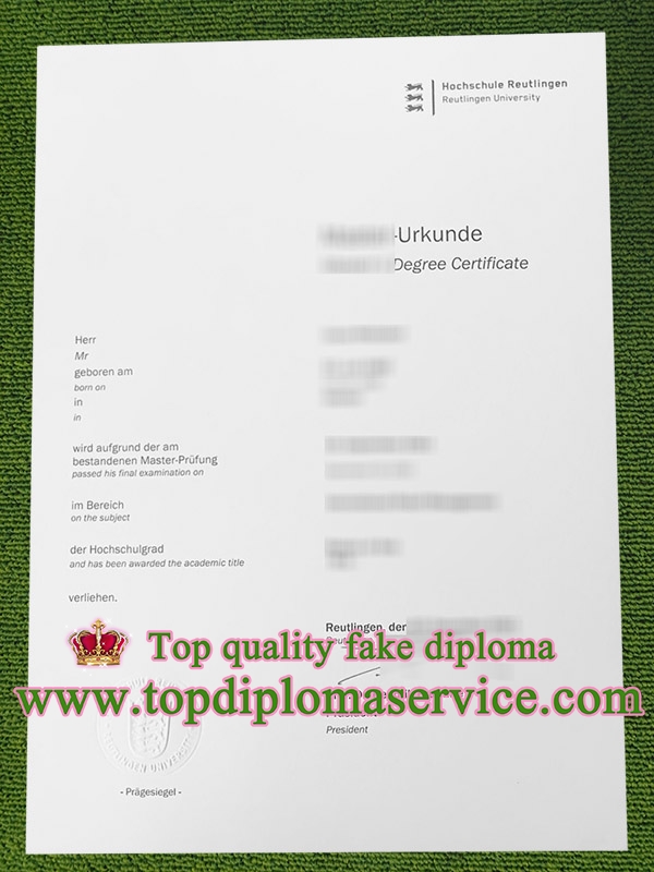 Hochschule Reutlingen urkunde, Hochschule Reutlingen diploma,