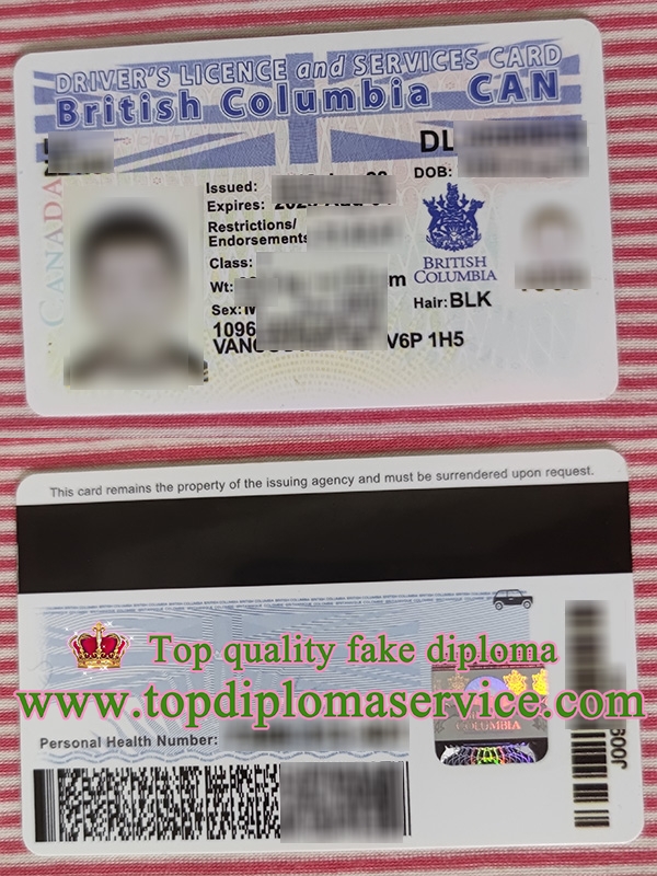 British Columbia Driver's License, British Columbia services card, fake BC ID card,