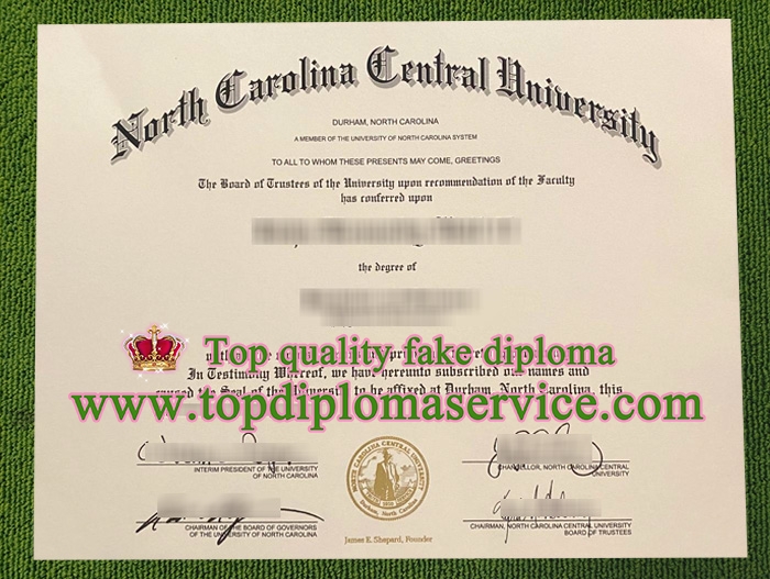 North Carolina Central University diploma,