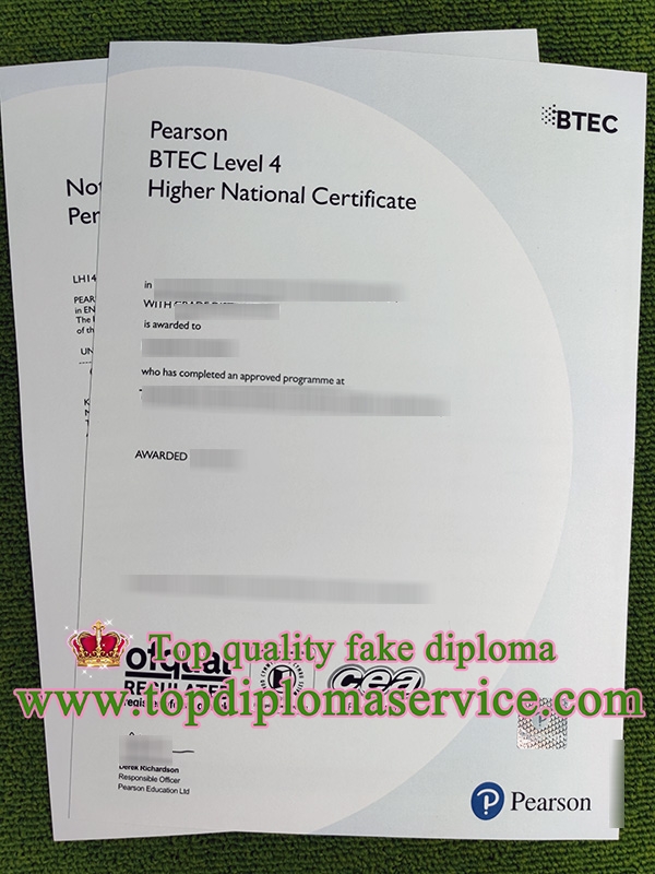 Pearson HNC certificate, BTEC HNC certificate, HNC transcript,