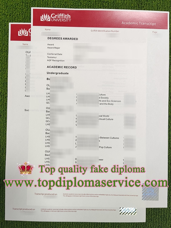 Griffith University fake transcript,