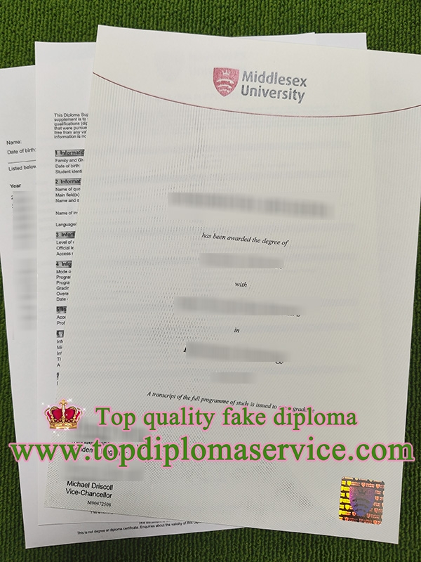 Middlesex University degree, Middlesex University transcript,