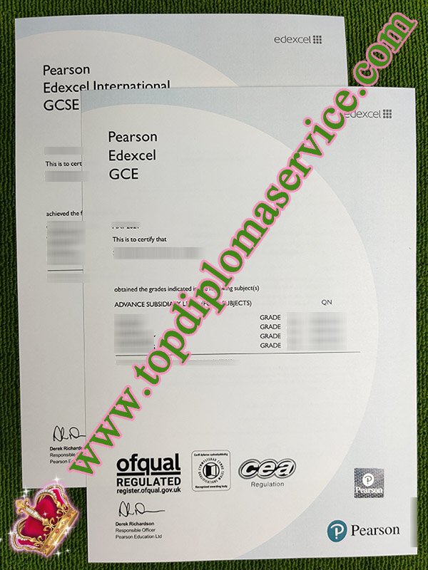 Edexcel GCE certificate, Edexcel GCSE certificate,