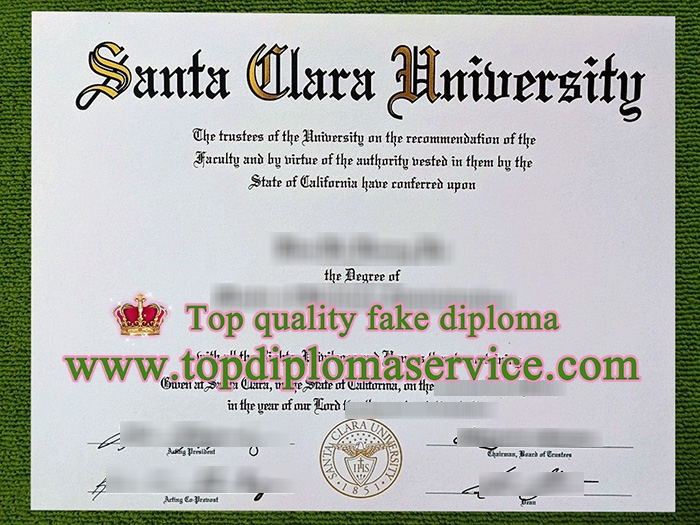 Santa Clara University diploma, Santa Clara University certificate,