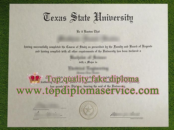 Texas State University diploma, Texas State University certificate,