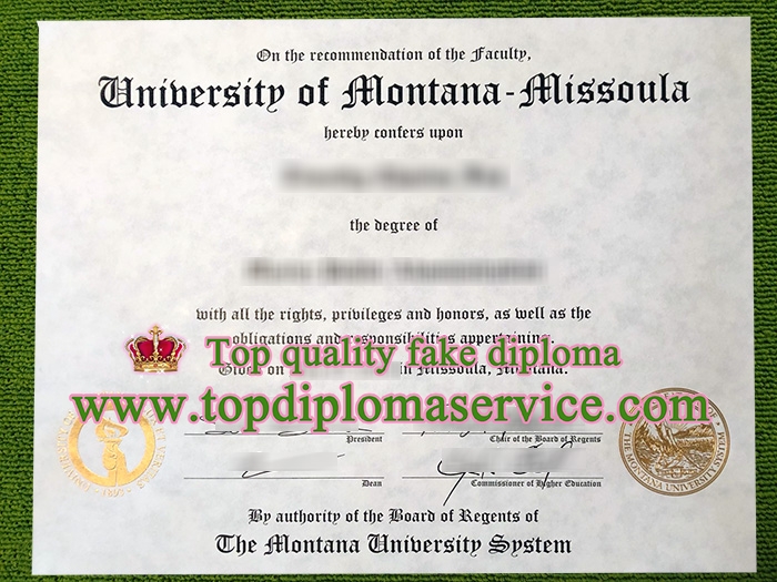 University of Montana diploma, University of Montana certificate,