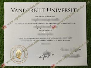 Vanderbilt University diploma, Vanderbilt University certificate,