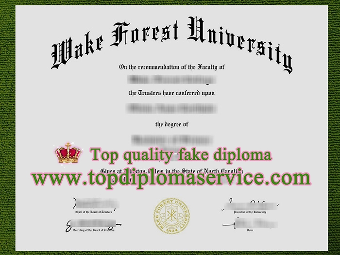 Wake Forest University diploma, Wake Forest University certificate,