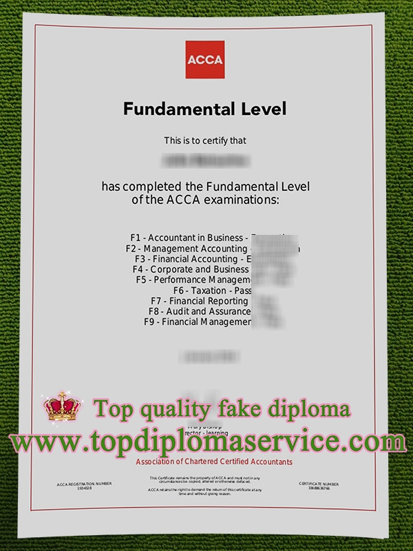 ACCA fundamental level certificate,