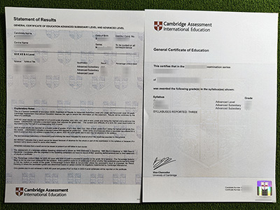 Cambridge GCE certificate, A level certificate, A level statement,