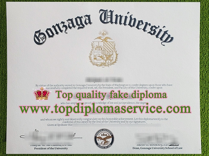 Gonzaga University diploma, Gonzaga University certificate,